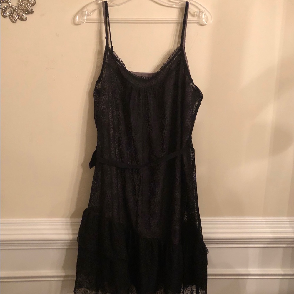 Boho DKNY Jeans Black Lace Dress with Slip.